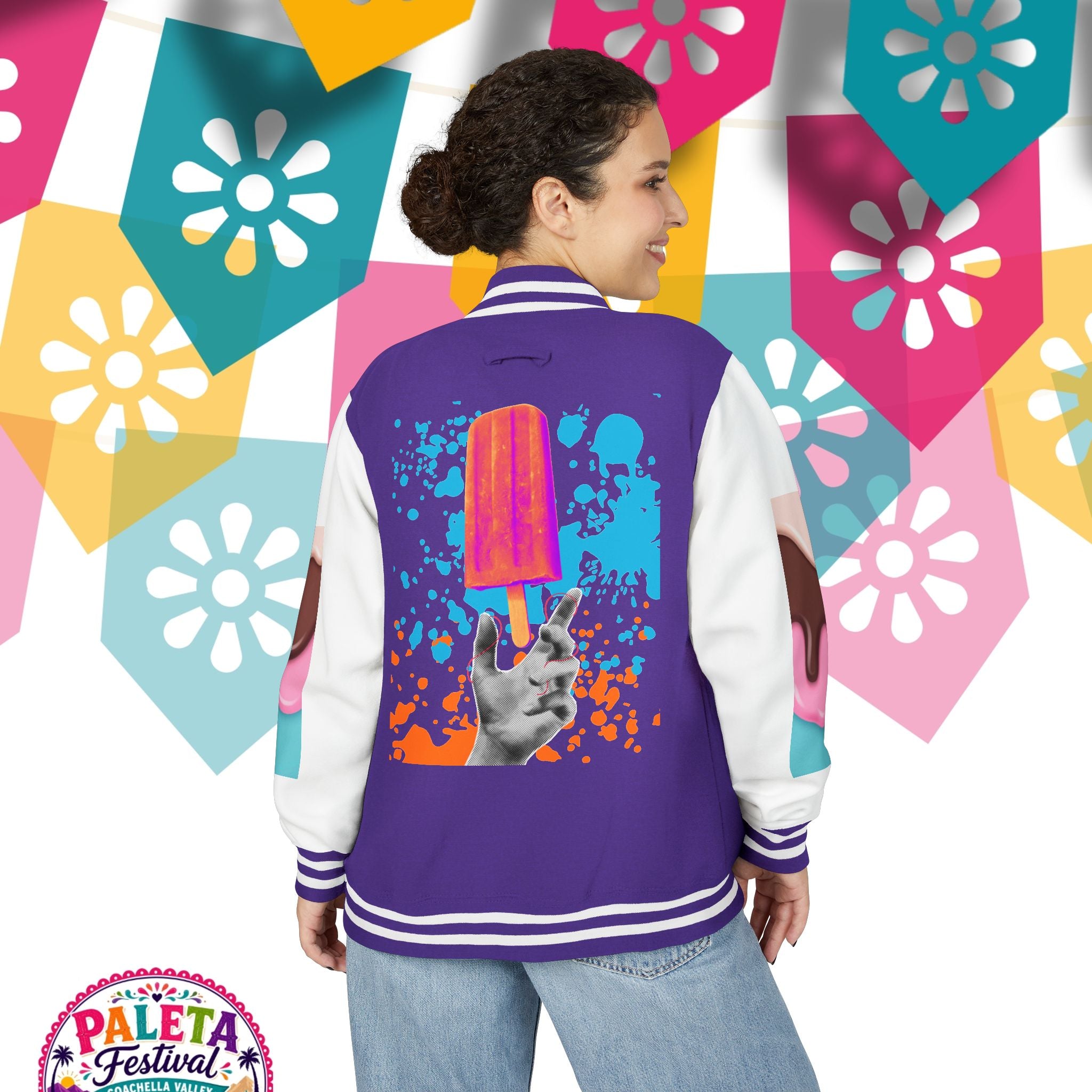 Paleta Festival Letterman Jacket — Colorful Popsicle Varsity Jacket