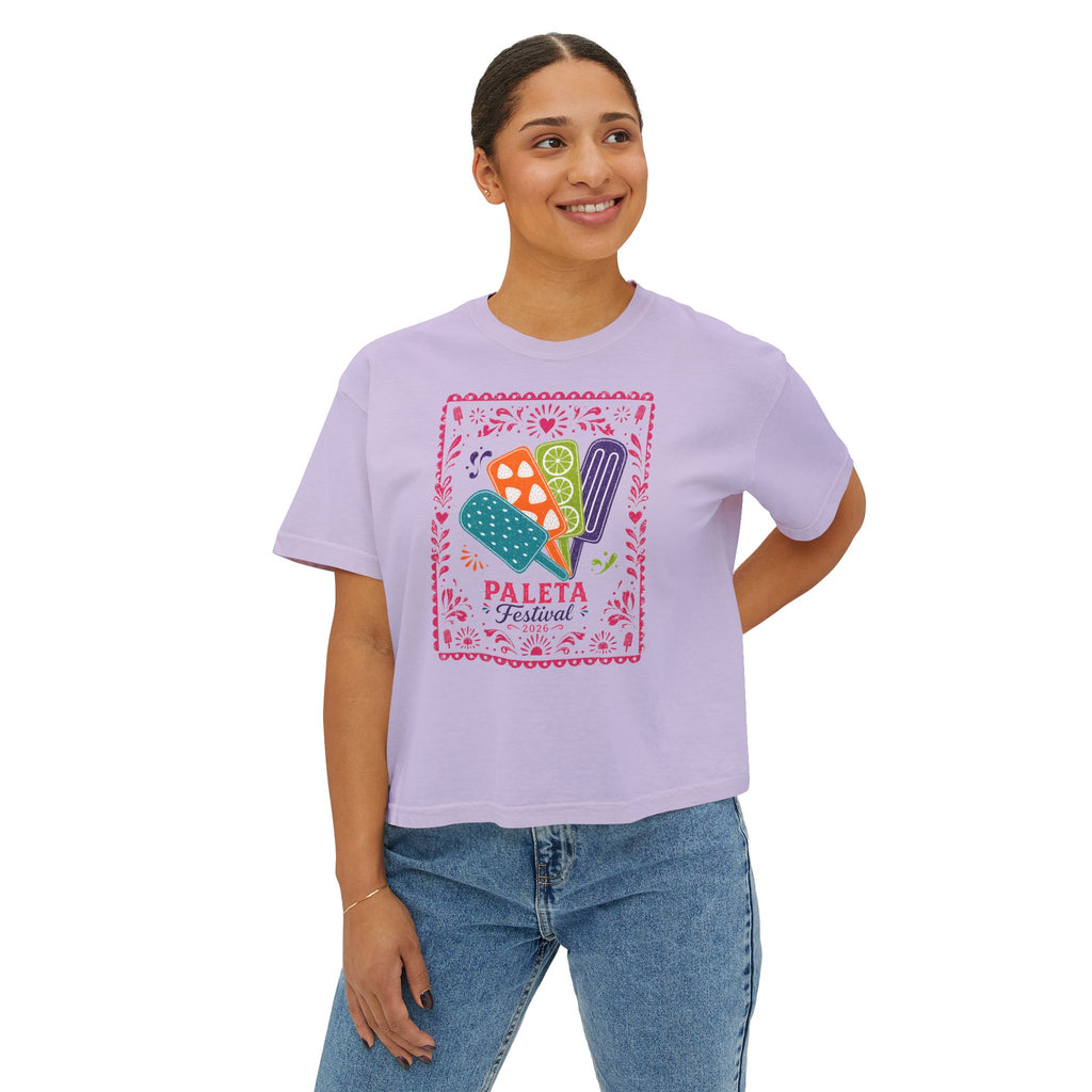 Paleta Festival Women's Boxy Tee — Colorful Popsicle Graphic