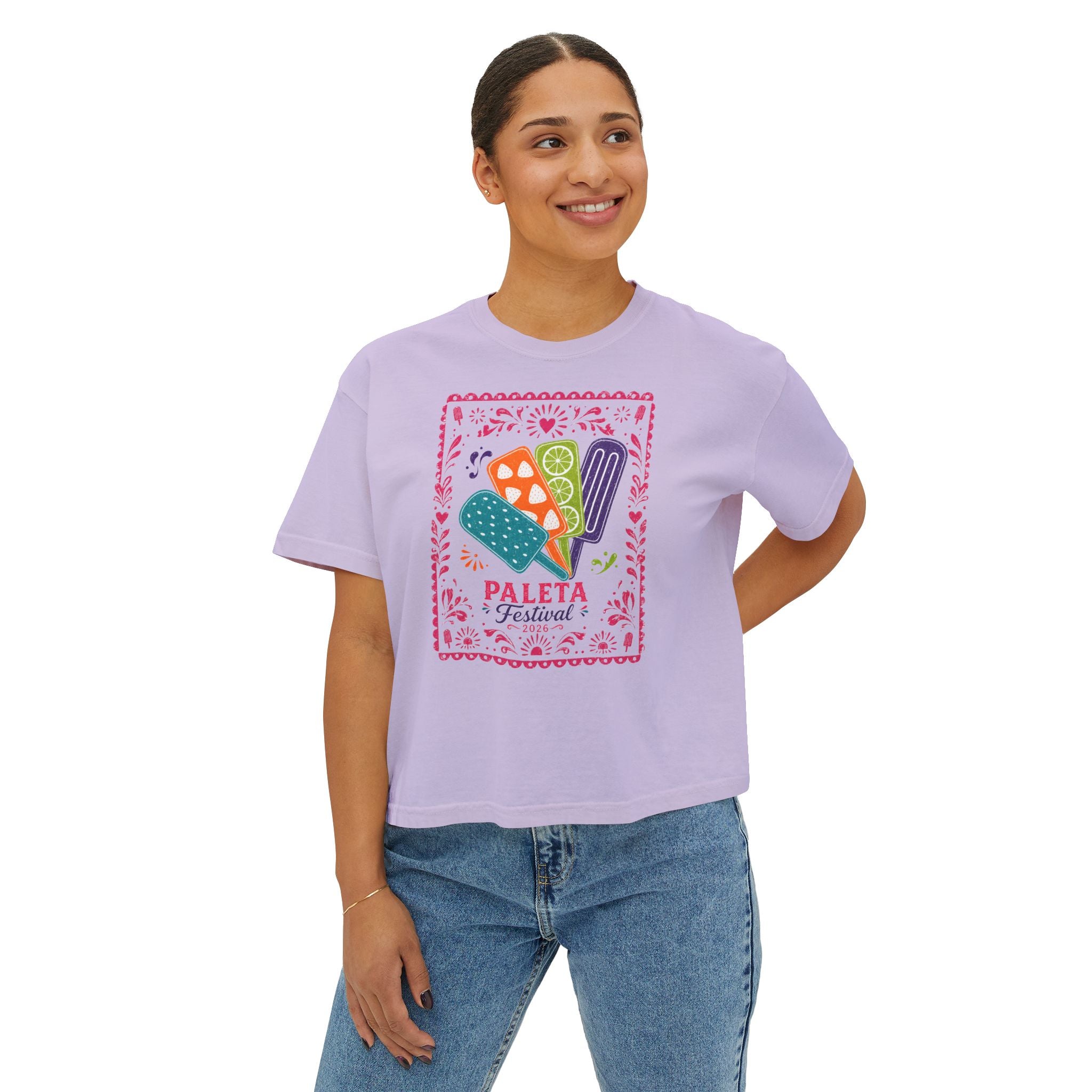 Paleta Festival Women's Boxy Tee — Colorful Popsicle Graphic