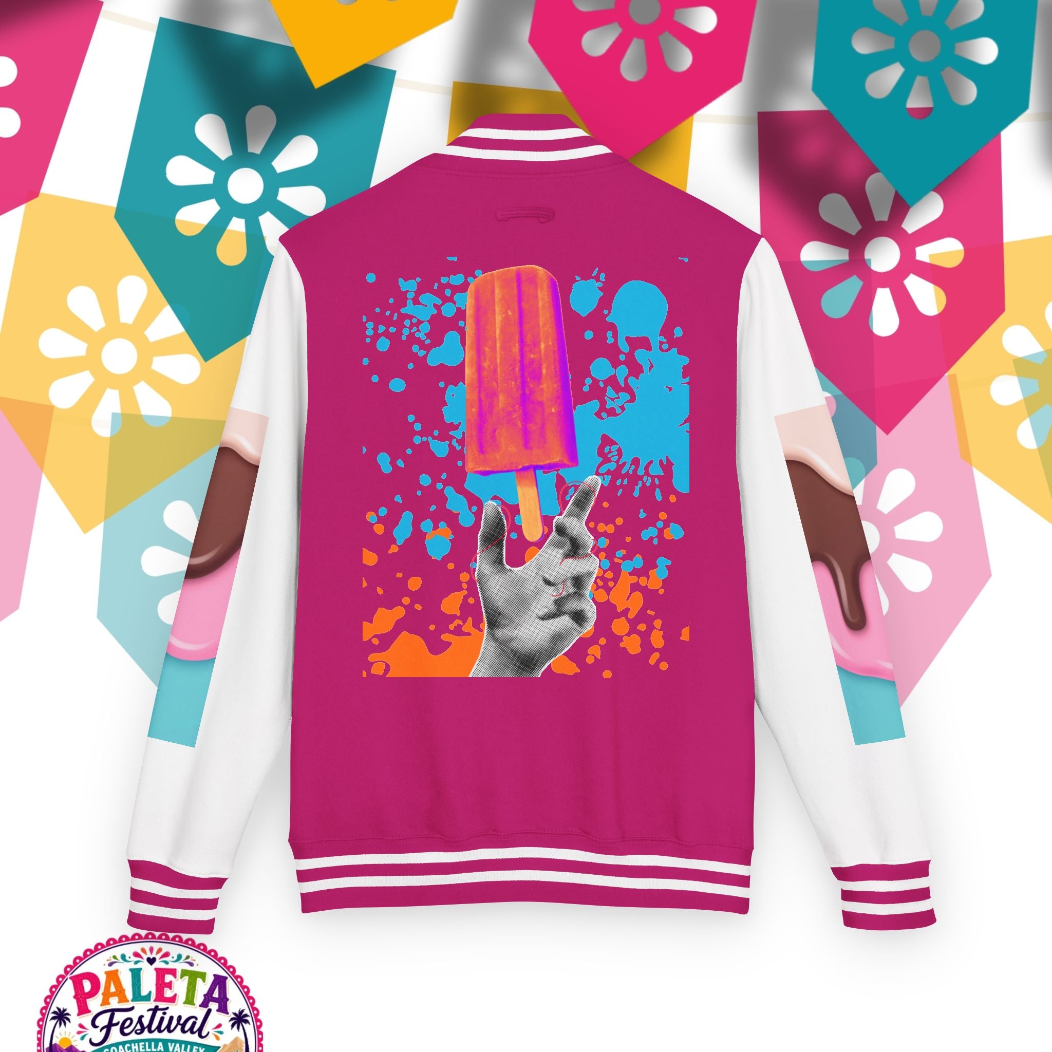 Paleta Festival Letterman Jacket — Colorful Popsicle Varsity Jacket