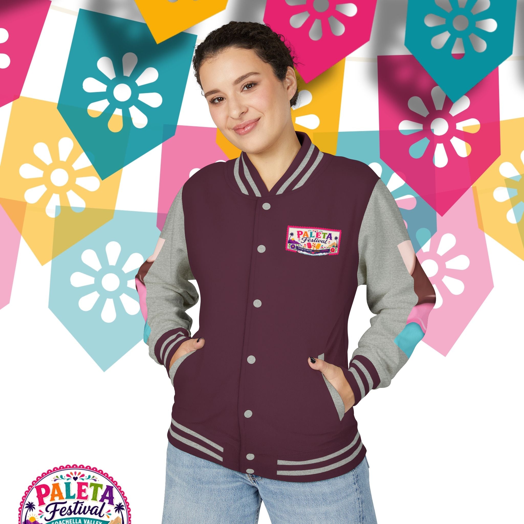 Paleta Festival Letterman Jacket — Colorful Popsicle Varsity Jacket