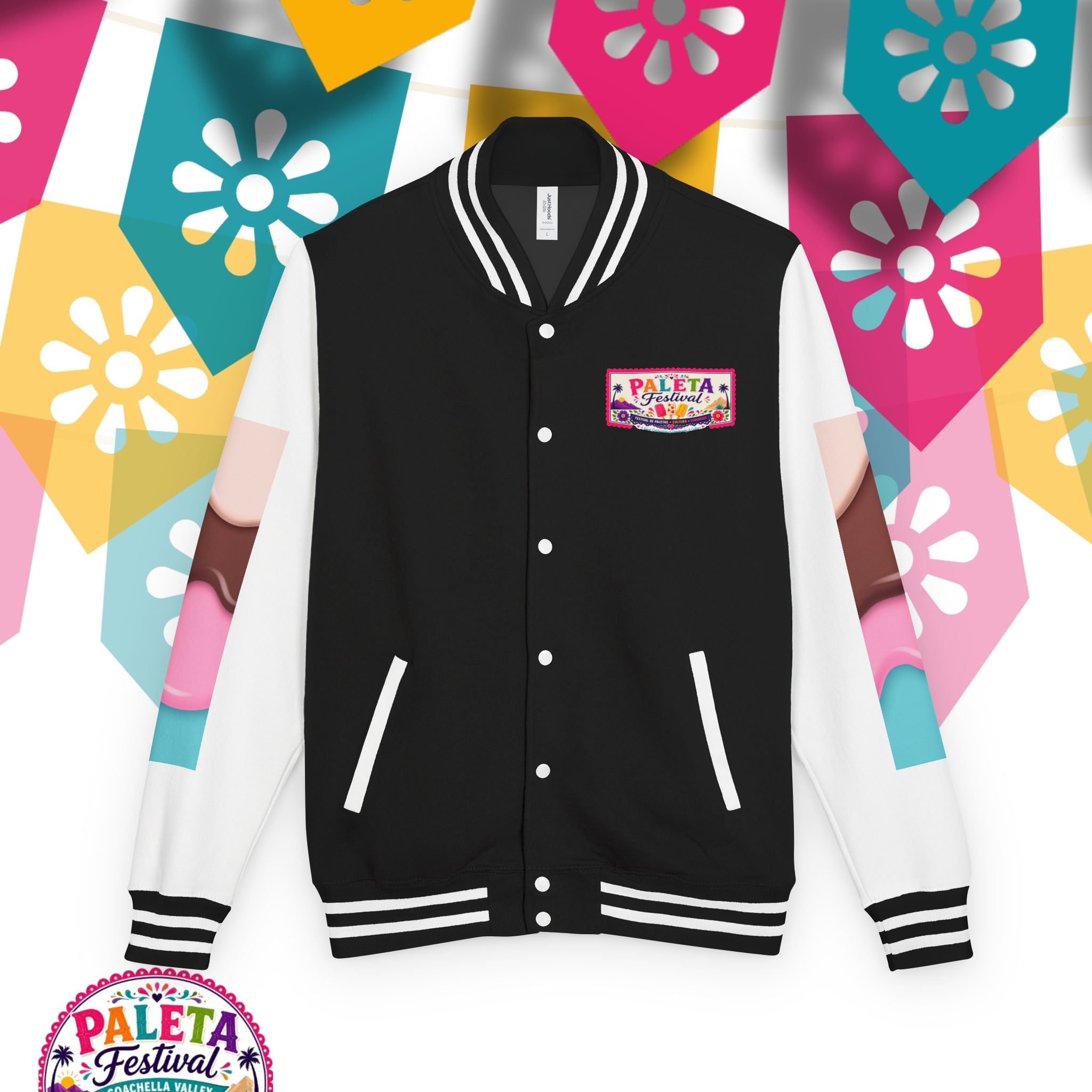Paleta Festival Letterman Jacket — Colorful Popsicle Varsity Jacket