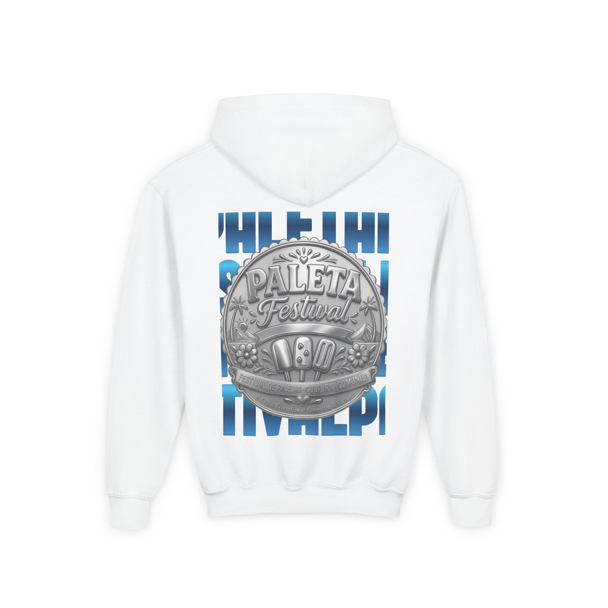 Youth Hoodie — Colorful Popsicle Graphic & 'Paleta Festival' Badge