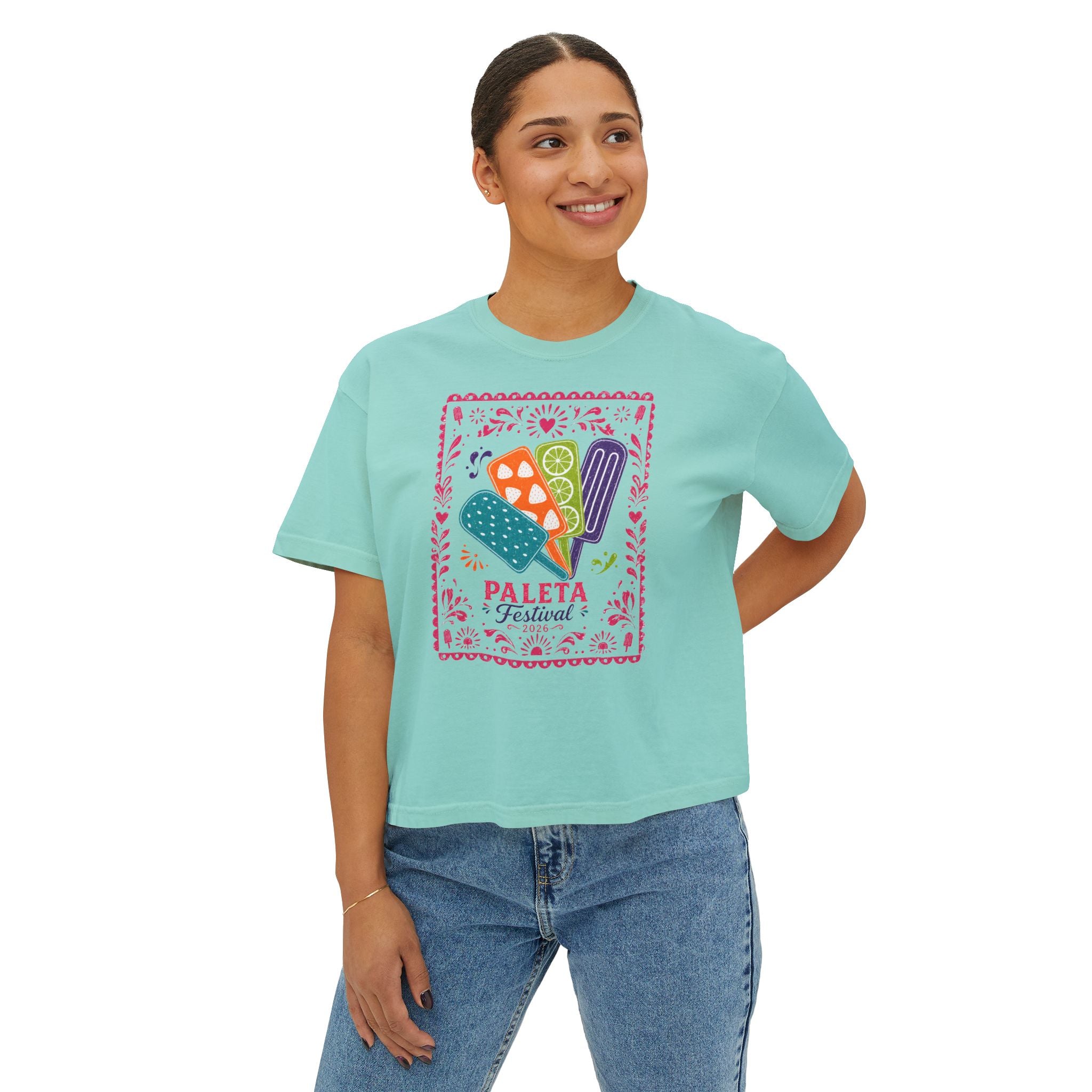 Paleta Festival Women's Boxy Tee — Colorful Popsicle Graphic