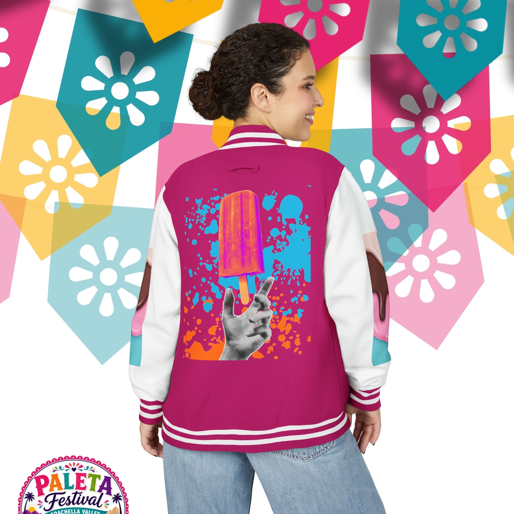 Paleta Festival Letterman Jacket — Colorful Popsicle Varsity Jacket