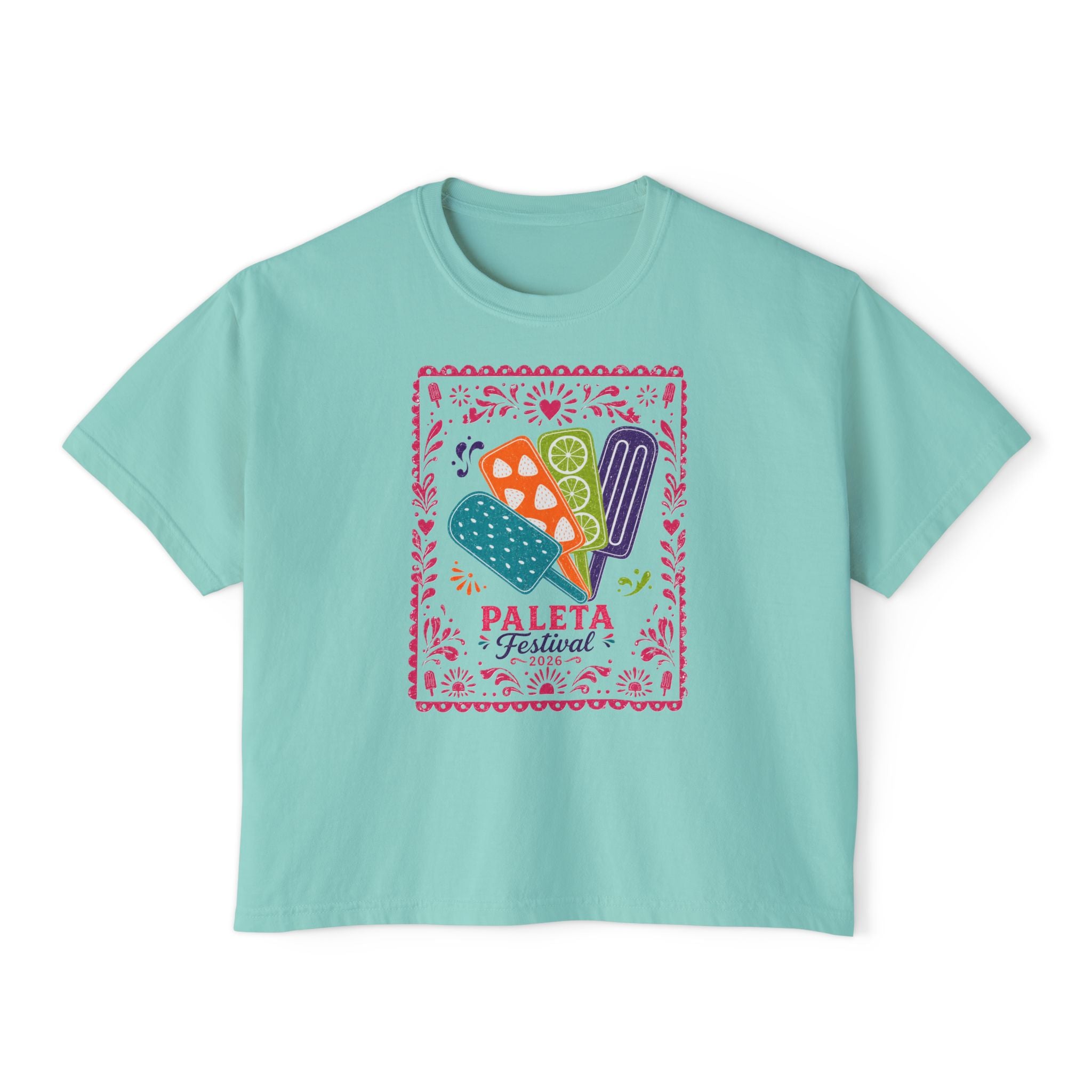 Paleta Festival Women's Boxy Tee — Colorful Popsicle Graphic