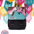 Artistic Hand Print Backpack — Colorful Retro Graphic Shoulder Bag