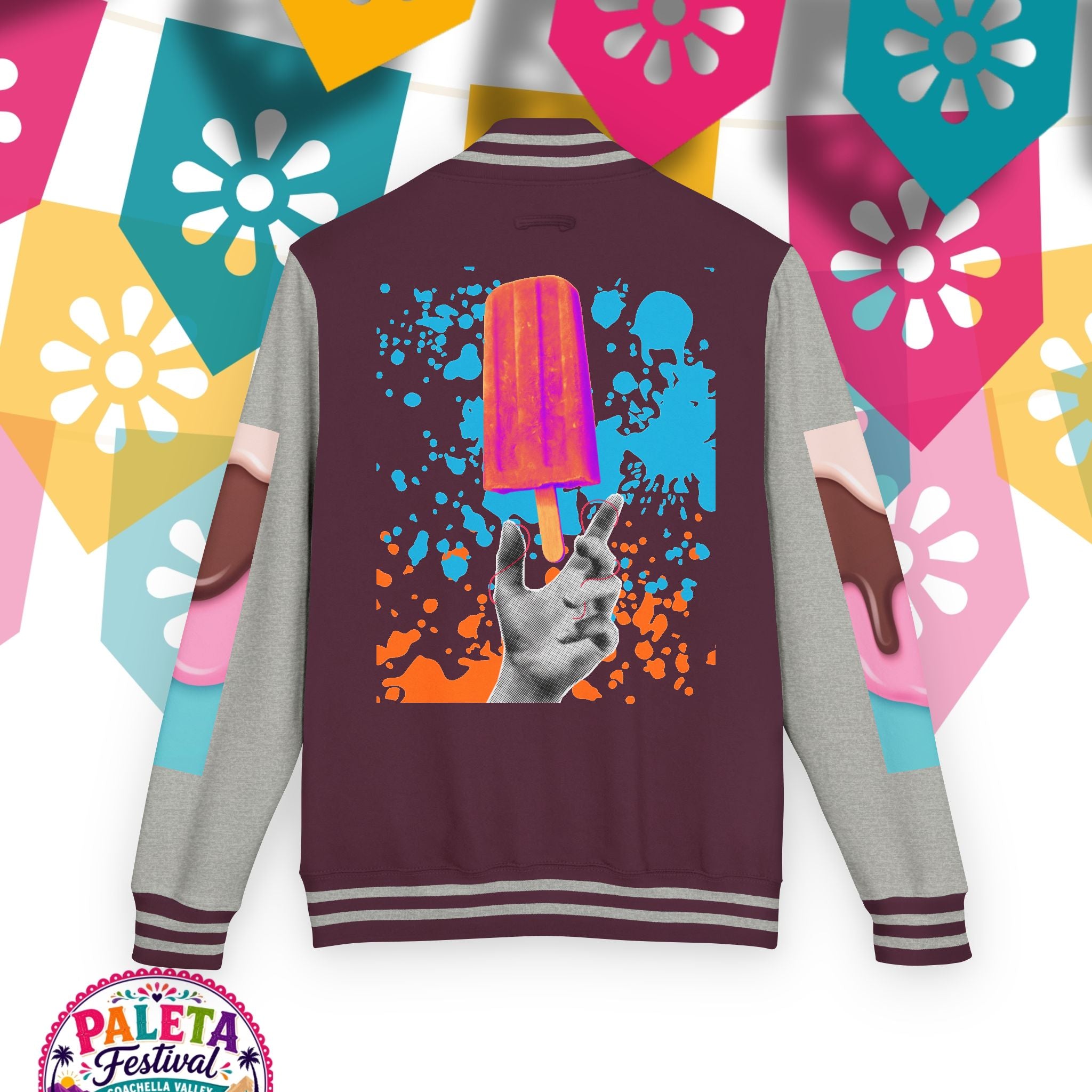 Paleta Festival Letterman Jacket — Colorful Popsicle Varsity Jacket
