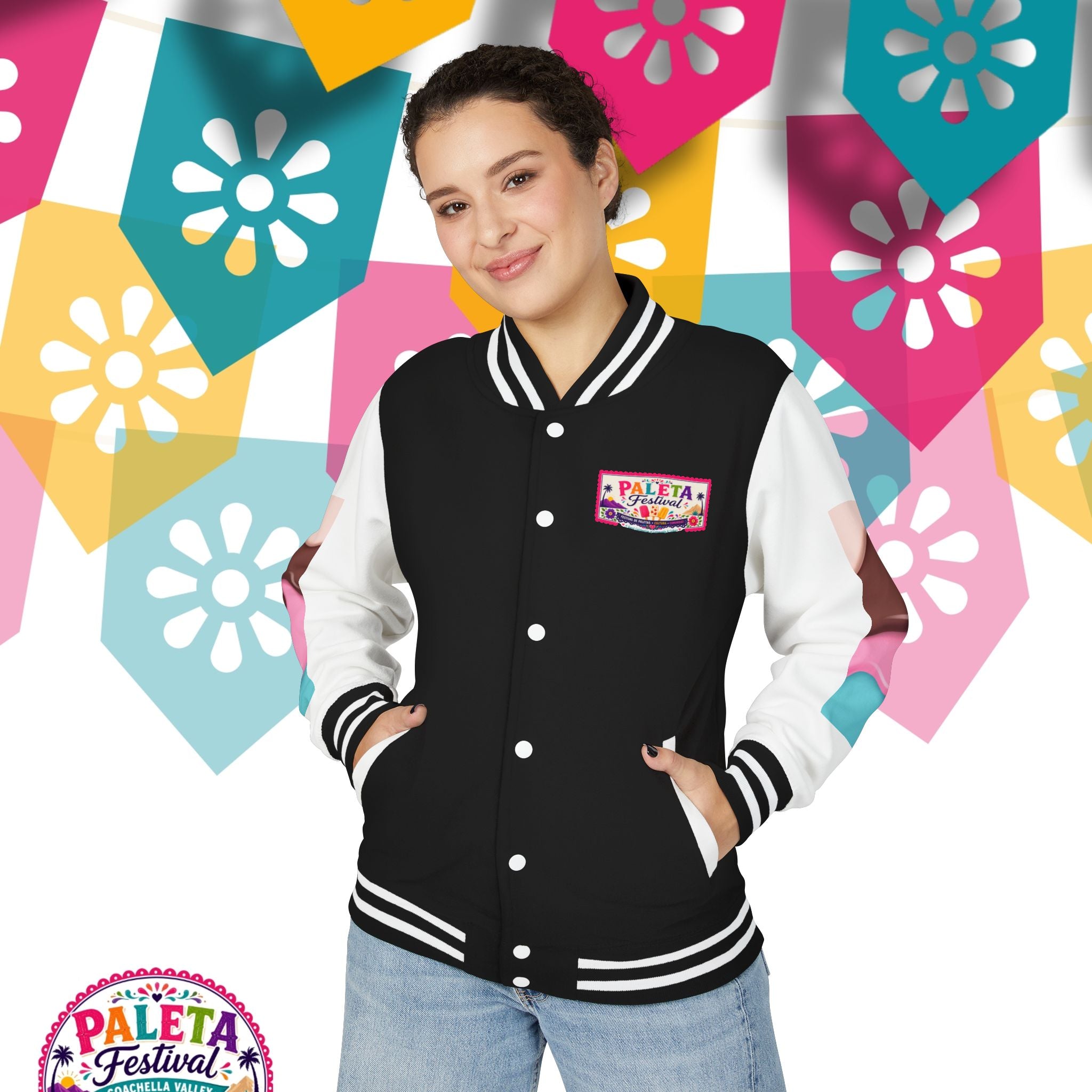 Paleta Festival Letterman Jacket — Colorful Popsicle Varsity Jacket