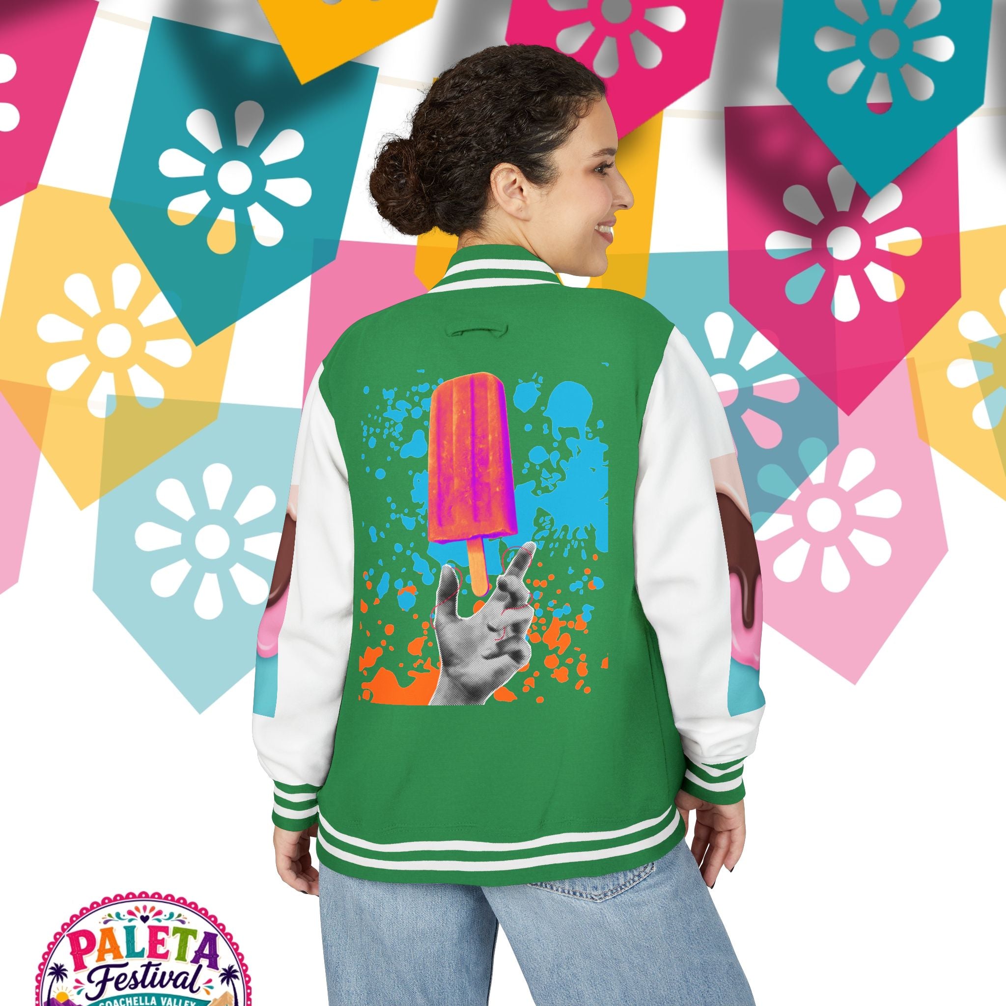 Paleta Festival Letterman Jacket — Colorful Popsicle Varsity Jacket