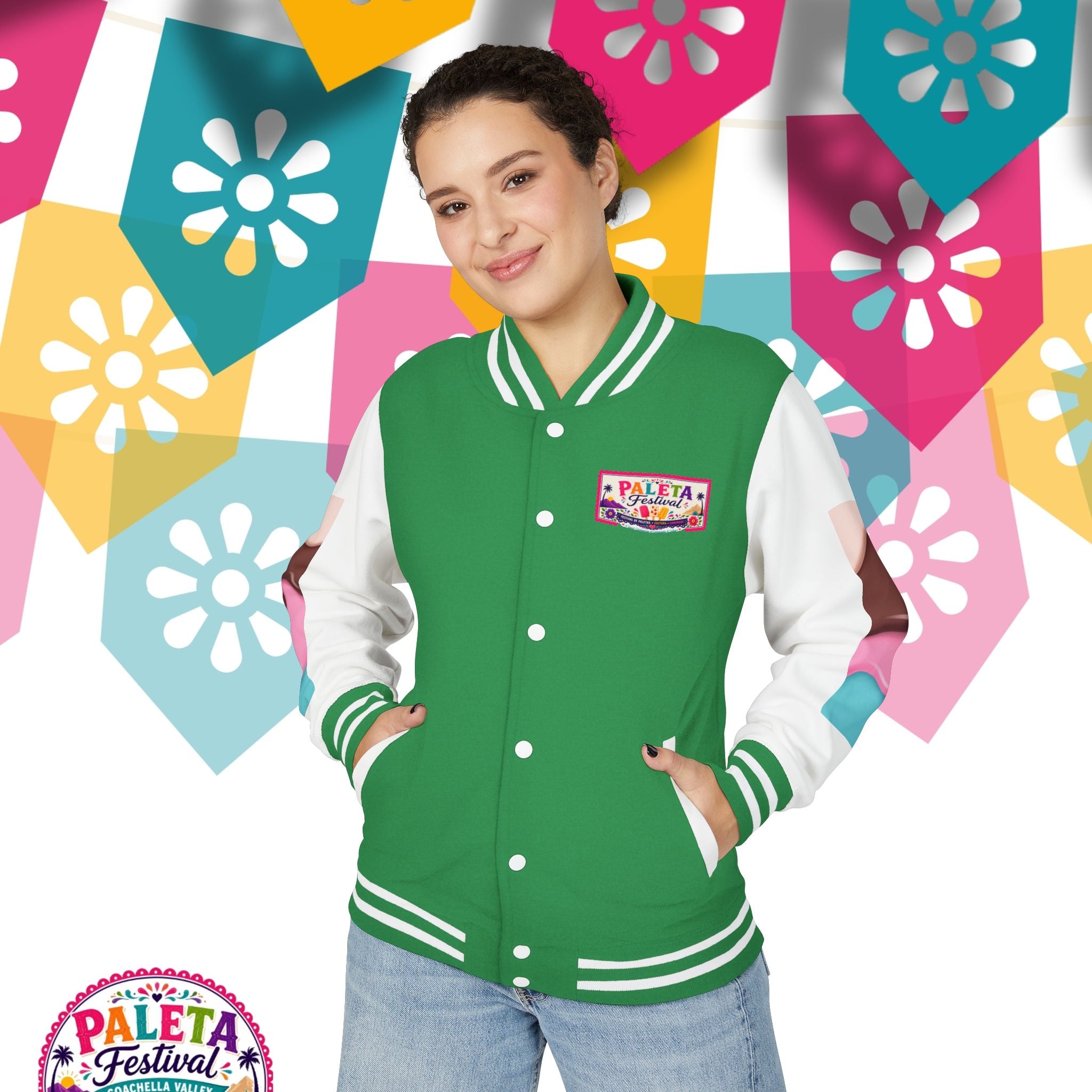 Paleta Festival Letterman Jacket — Colorful Popsicle Varsity Jacket