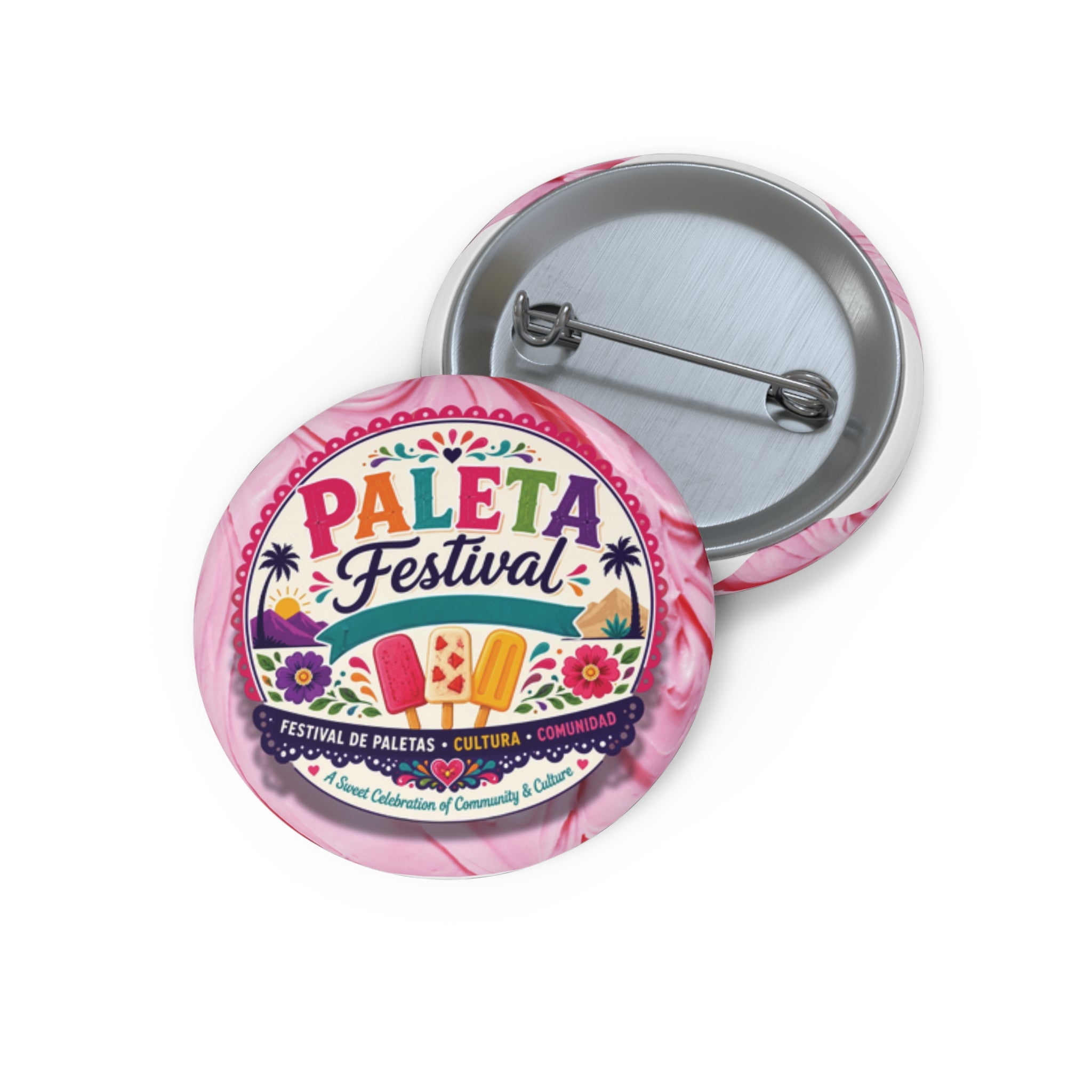 Paleta Festival Pin Button — Colorful Ice Pop Badge